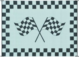 Ming'S Mark Reversible Black & White Racing Flag Mat - Rf-6091 - 672-Rf6091F1