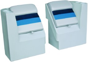 Deluxe Pontoon Furniture, Left Hand Lean Back Lounge, Light Gray/Navy/Blue - 8Wd1305L-1011 - 144-8Wd1305L1011F1