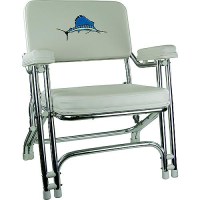 Springfield 1080021Emb Deck Folding Chair, White W/Embroidered Back - 1080021-Emb - 169-1080021Embf1