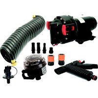 Johnson Pump 64534 Aqua Jet Wash Down Pump Kit 5.2 Gpm 12V (Includes Pump, Filter, Hose, Spray Pistol, Bulkhead Fitting, Hose Connectors And Panel Switch) - 64534 - 189-64534F1