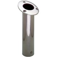 Attwood Rod Holder Flush Mount Stainless Steel 15 Degree Black Open End - 66363-7 - 23-663637F1