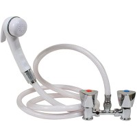 Scandvik Euro Shower Kit, White Sprayer With White Hose And Triangle Knobs - 14117 - 390-14117F1