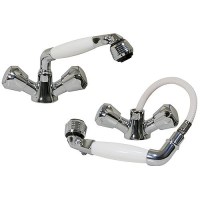 Scandvik 46011 Standard Combination Pull-Out Faucets And Shower White Handle With 5' White Nylon Hose (Includes Water Conservation Valve) - 46011P - 390-46011Pf1