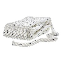 Seachoice Premium 3-Strand Twisted Nylon Dock Line, White With Blue Tracer, 1/2