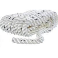 Seachoice Premium 3 Strand Twisted Nylon Dock Line, White With Blue Tracer, 3/4