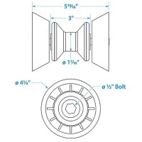 Seachoice Non-Marking Tp Yellow Rubber Bow Roller With Bells 1/2
