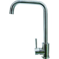 Flow-Max 719325 Gooseneck Single Hole Faucet, Square, Stainless Steel - 719325 - 804-719325F1