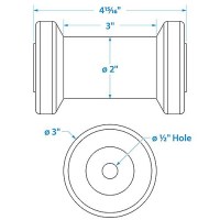 Seachoice Non-Marking Tp Yellow Rubber Spool Roller - 50-56500 - 50-56500F1